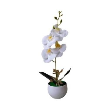 Imagem de Planta De Orquídea Artificial Realista Em Vaso De Plástico Para Decora