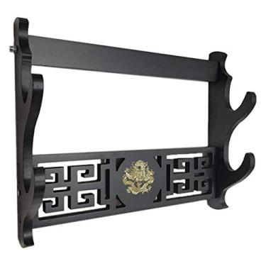 Imagem de pcagfaajmh Suporte de espada suporte de parede Samurai suporte de espada vazado padrão Katana Wakizashi Suporte de espada Samurai