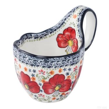 Imagem de ALMA Tigelas de sopa atualizadas 2026 com alças seguras para micro-ondas e forno, caneca de sopa de flores pintada à mão de 510 g para mulheres, tigelas decorativas de cereais de cerâmica para sopa