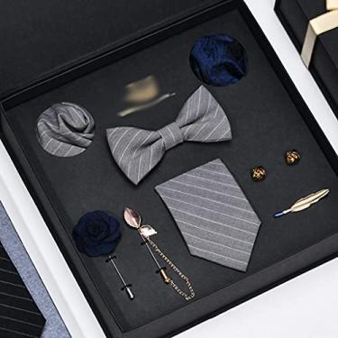 Imagem de pcagfaajmh Conjunto de gravata masculina gravata lenço punho de lenço - conjunto de 8 peças conjuntos de noivo padrinhos gravatas presente de casamento (cor: B) (A)