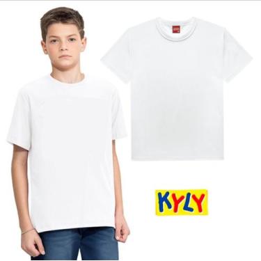Imagem de Camiseta Infantil Unissex Manga Curta em Meia Malha Lisa Kyly, Branco,