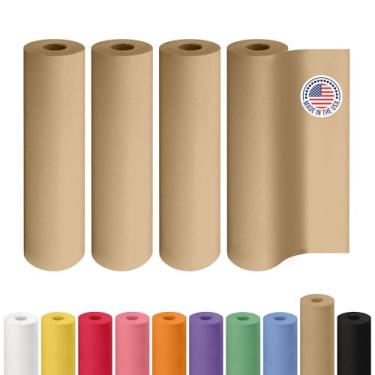 Imagem de Rolo de papel kraft marrom de 30,5 cm x 5,486 cm (55 m), pacote com 4 - Papel artesanal de qualidade feito nos EUA para embrulho de presente, artes e artesanato infantil, projetos escolares - 100%
