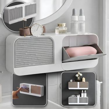 Imagem de Saboneteira Dupla Face Porta Sabonete Fixação Com Adesivo (Cinza)