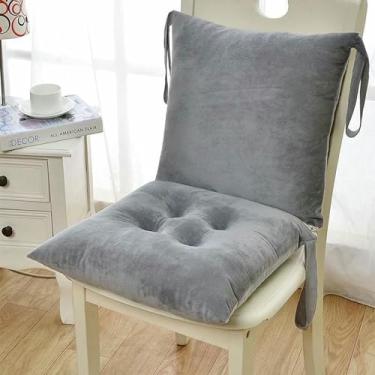 Imagem de Almofadas de cadeira em veludo cristal, almofadas de cadeira antiderrapantes de peça única com encosto removível e amarras, almofada de assento acolchoada para escritório e sala de jantar.
