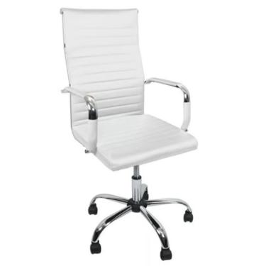 Imagem de Cadeira de Escritório Esteirinha Base Cromada com Rodinha Fortt Turin Branco - CEF04-B
