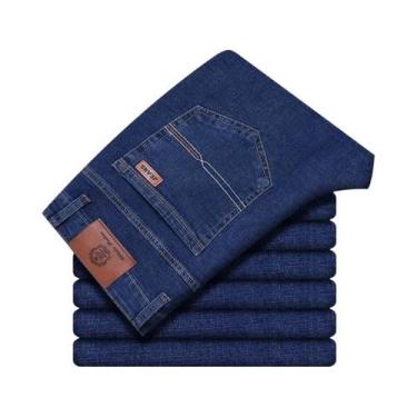 Imagem de Calças Jeans Clássicas Para Homens, Estilo Casual De Negócios, Stretch