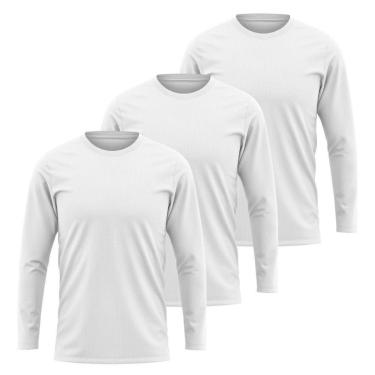 Imagem de Kit 3 Camisetas Manga Longa Segunda Pele Masculina Lisa Dry Academia Fit-Masculino