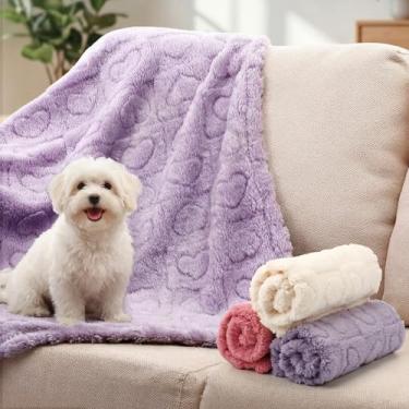 Imagem de Tegeme Cobertor de cama lavável para cães pequenos, 3 peças, cobertor macio e fofo para filhotes de cachorro texturizado 3D, estampa xadrez de lã, gato macio, para animais de estimação (cores