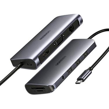 Imagem de HHHJQFAAT Hub USB C 10 em 1 USB tipo C para HDMI 4K USB 3.0 VGA PD 3,5 mm Hub de função completa