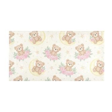 Imagem de Burbuja Tapete de corredor urso de pelúcia antiderrapante tapete de cozinha suporte de borracha para corredor, quarto, sala de estar, decoração de entrada, lavável na máquina, 51 x 99 cm