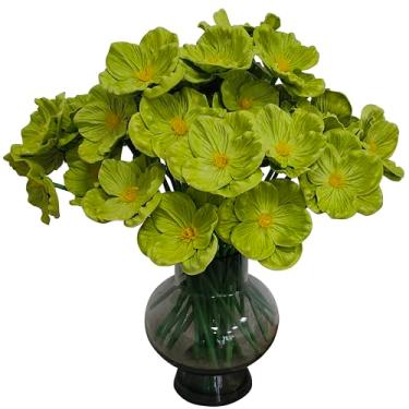 Imagem de 44 peças de flores artificiais de papoula PU flor de toque real, uma flor de papoula falsa com diâmetro de 8,3 cm, 29,5 cm de altura para buquês de casamento, corsages centro de mesa floral (44, verde