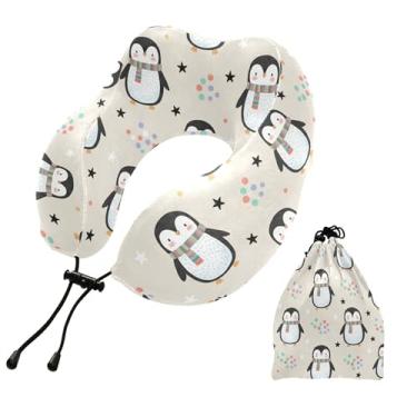 Imagem de Burbuja Almofada de pescoço de pinguim para viagem, almofada de viagem de espuma viscoelástica para suporte de cabeça de carro de avião dormindo, lavável na máquina e portátil