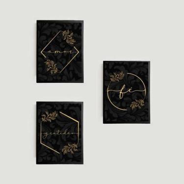 Imagem de Kit 3 Quadros Fé, Amor E Gratidão 24X18Cm