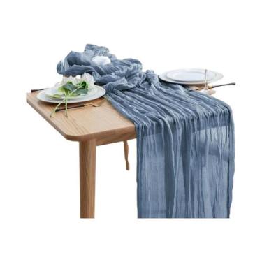 Imagem de Caminho De Mesa Boho Em Gaze De Algodão 40x270cm Rústico Transparente 