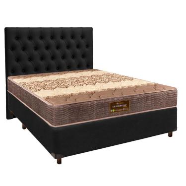 Imagem de Conjunto Cama Box Preto Casal + Colchão D26 Ortophedic Sankonfort + Cabeceira