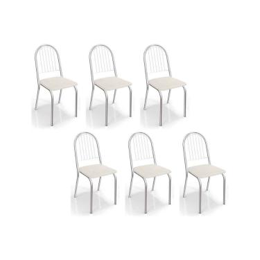 Imagem de Cadeira De Cozinha Noruega C077 Kit 6 Un Cromada Branco 106