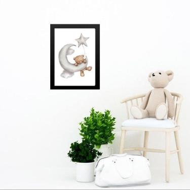 Imagem de Quadro Quarto Bebê Ursinho Lua Estrela 33X24Cm - Com Vidro