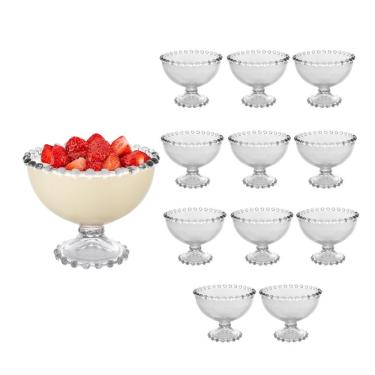 Imagem de Jogo 12 Taça De Sobremesa Cristal Pearl Bolinha Wolff 200ml
