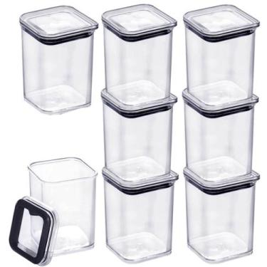 Imagem de 8 Potes Hermético Empilhável 160ml Porta Temperos Chás Grãos - Plasúti