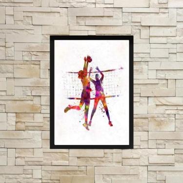Imagem de Quadro Decorativo Jogadores Volei 33X24Cm - Com Vidro