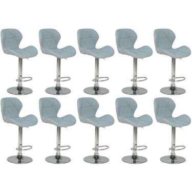Imagem de Kit 10 Banquetas Slim Estofada Giratória com Regulagem de Altura - Cin