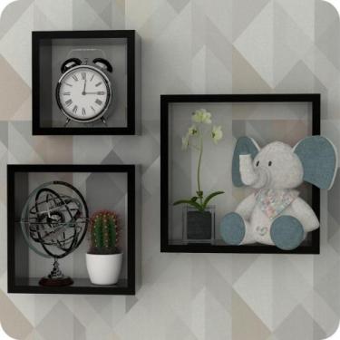 Imagem de 3 Nichos Para Quarto De Bebê Infantil Parede Preto - MetalCromo