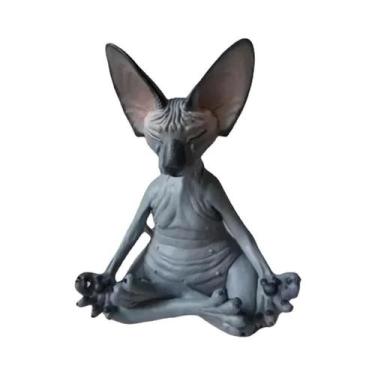 Imagem de Estátua De Gato Feliz Buda Esfinge Para Decoração De Arte Em Meditação
