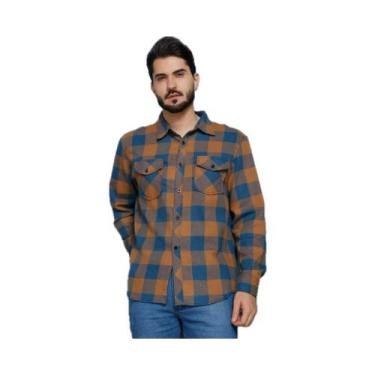Imagem de Camiseta Masculina Xadrez Flanelada Com Bolsos Manga Longa - CJ WEAR, 
