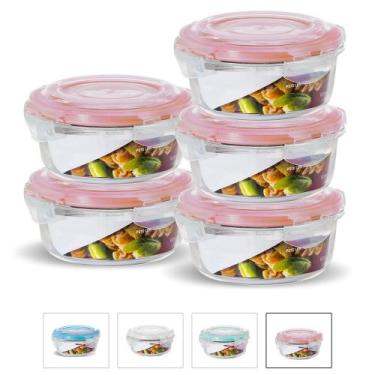 Imagem de Conjunto 5 Pote Vidro Hermético Marmita Tampa Plástico 620ml - U4home,