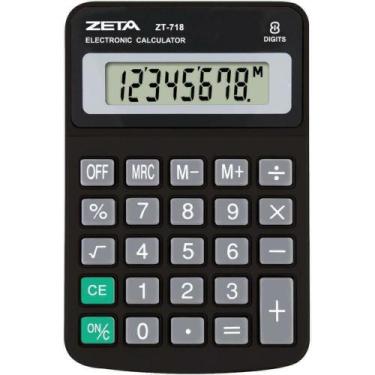 Imagem de Calculadora de Mesa 8 Dig. Zeta Zt718 Preta - Procalc