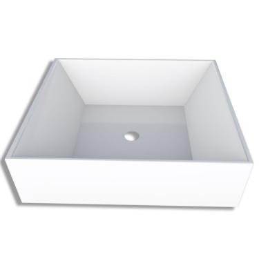 Imagem de Cuba de Apoio Para Banheiro Em Mármore Sintético Prisma Branco 31cm P88834 Cozimax Cuba Banheiro