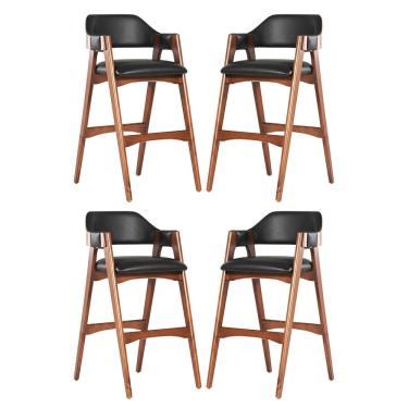 Imagem de Kit 4 Banquetas Alta em Madeira Lina Estofada Couríssimo Preto CCS