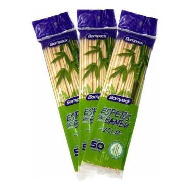 Imagem de Espetos Madeira Churrascos 25cm Com 50 - Embrast