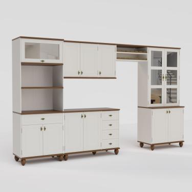 Imagem de Cozinha Compacta Retrô 5 Peças Off White/Nogueira