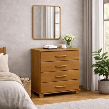 Imagem de Cômoda Madeira Maciça 4 Gavetas Quarto Gaveteiro Roupas Boho - LaCasaM