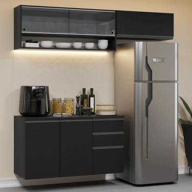 Imagem de Armário de Cozinha Compacta 200 cm Suspenso Preto Nice Madesa 12 XA