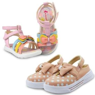 Imagem de Kit Sandália Babuche Menina Laço E Sandália Infantil Feminina Colorida Mz Shoes-Feminino