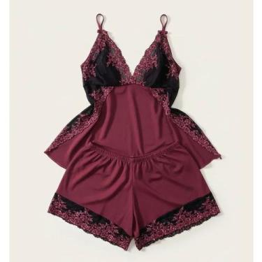 Imagem de Baby Doll Suede Bicolor 38 ao 52 Pijama Plus Size Confortável - Sem ma