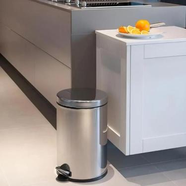 Imagem de Lixeira Inox com Pedal Brinox Decorline 20 Litros Balde Removível Anti