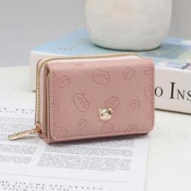 Imagem de Carteira Pequena Feminina Couro Multi-Cartão Desenho Com Três Dobras D