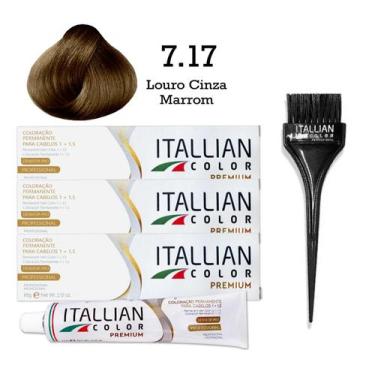 Imagem de 3 Unidades Coloração 7.17 Louro Cinza Marrom  Itallian Color - Itallia