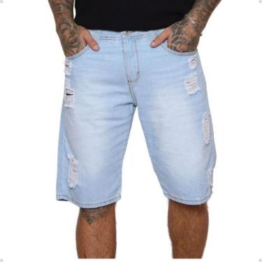 Imagem de Bermuda Jeans Masculina Destroyed Casual Estilo Urbano - AZ04 JEANS, A