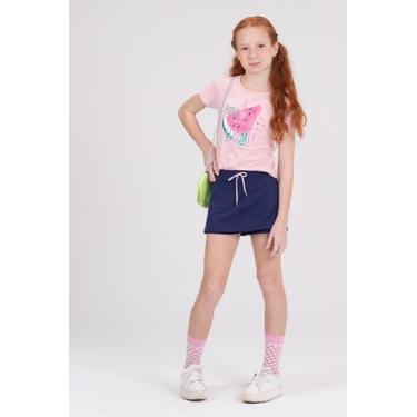 Imagem de Conjunto Infantil Shorts Saia Melancia Rosa Claro - Vida Costeira Ofic