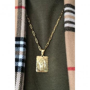Imagem de Pingente Floratta Joias Quadrado com Jesus Cristo Banhado em Ouro 18K 2,9x2CM Dourado Adulto