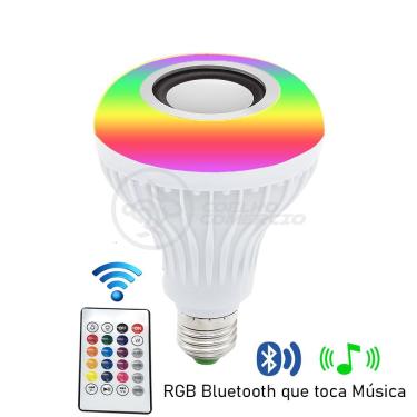 Imagem de Lâmpada Led 12w E27 Rgb Colorida com Caixa de Som Bluetooth Controle Remoto Branco Smar...