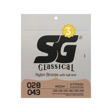 Imagem de Encordoamento Para Violão Nylon Bronze Medium Pack (c/3) Sg