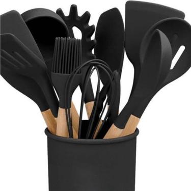Imagem de Kit de Utensílios para Cozinha 12 Peças com Pegador, Concha, Espátulas e porta-utensíli...