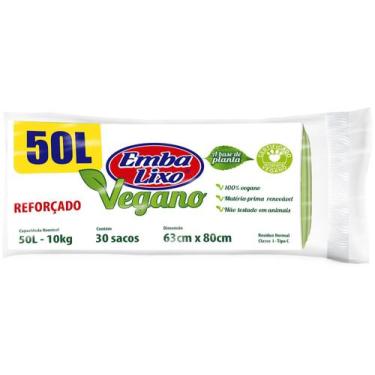 Imagem de Saco de Lixo Verde 50L Reforçado Embalixo Vegano - 30 Unidades, 30, 50