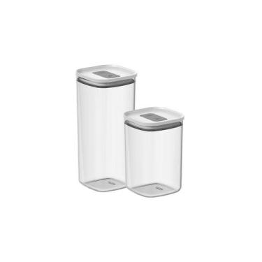 Imagem de Kit de Potes Herméticos Ou Quadrados 2 Peças Linha Duo Lock, Natural