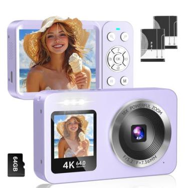 Imagem de Câmera digital WABL 4K 64MP UHD com telas duplas com zoom 18X violeta
